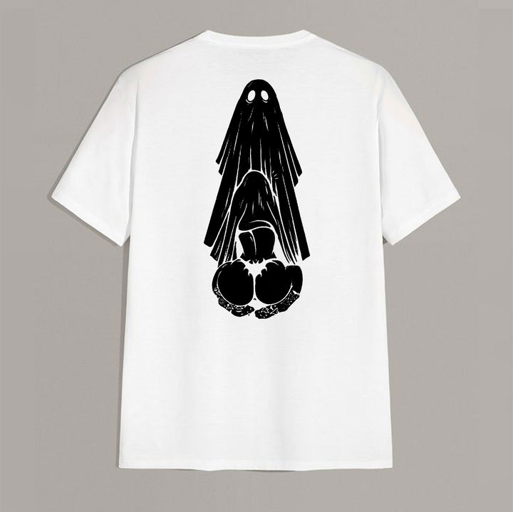 Oral Sex with Ghost Dirty Love Casual Black and White Print T-shirt