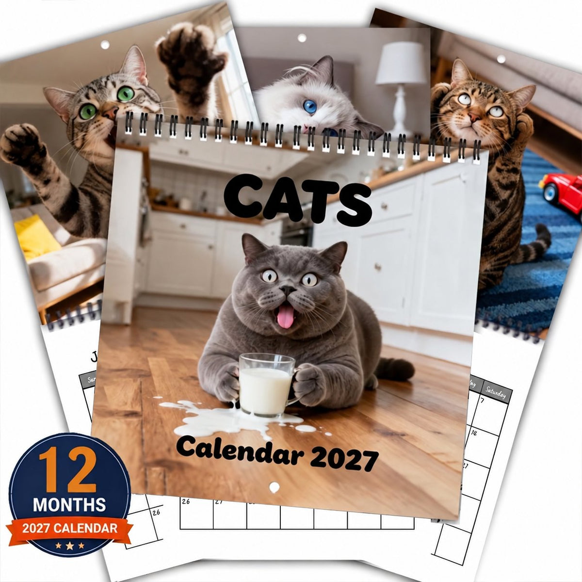 😺2027 Funny Blue Cat Calendar