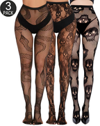 3-Pack Halloween Fishnet Tights Mixed Pattern Set
