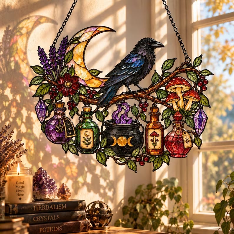 🖤 🐦‍⬛Raven Witch Suncatcher(✨Buy 2 Free Shipping)