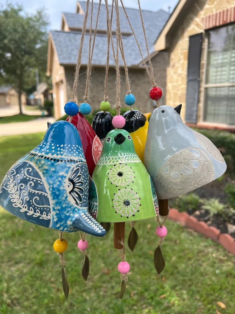 🐦Hand-Painted Ceramic Bird wind Chimes