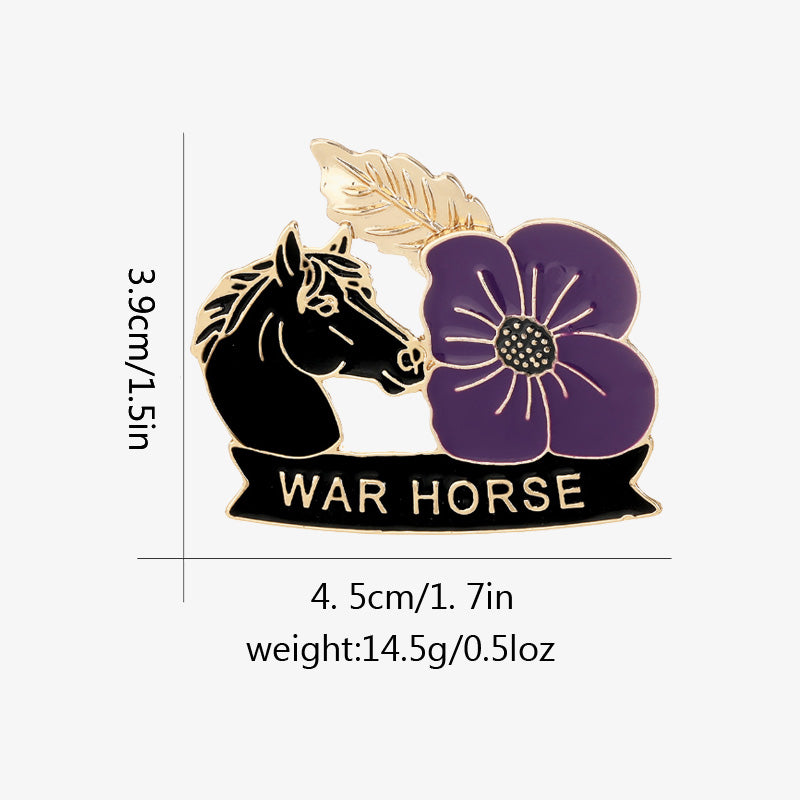 🌺🐎 Bold & Symbolic — Purple Poppy Horse Memorial Brooch