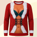 🎄 Funny Christmas‑Style Long Sleeve Top ✨ Bold Playful Holiday Printed Shirt