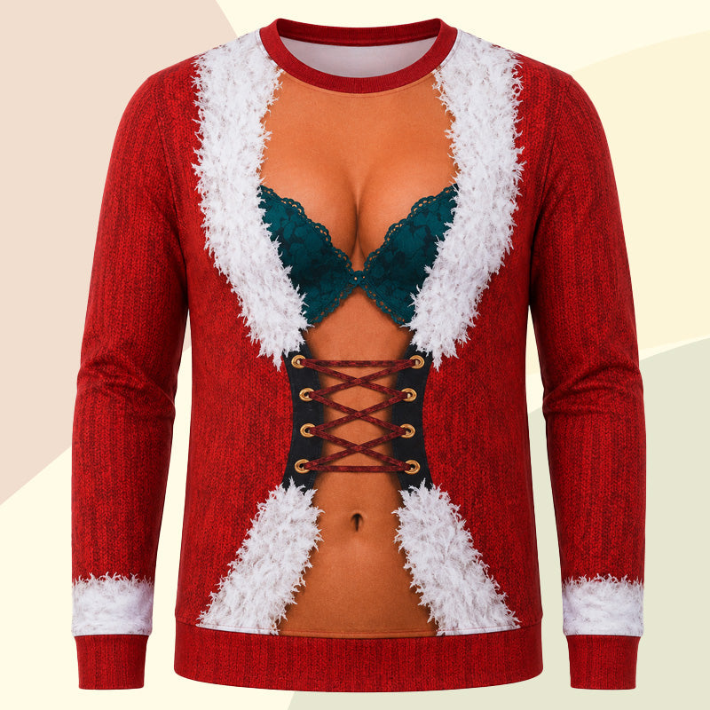 🎄 Funny Christmas‑Style Long Sleeve Top ✨ Bold Playful Holiday Printed Shirt