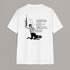 SHOOTING GUNS AND SPREADING BUNS Skull with Sexy Lady Print T-shirt