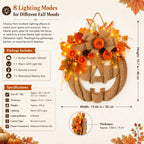 🎃✨ Lighted Burlap Pumpkin Wreath