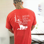SHOOTING GUNS AND SPREADING BUNS Skull with Sexy Lady Print T-shirt