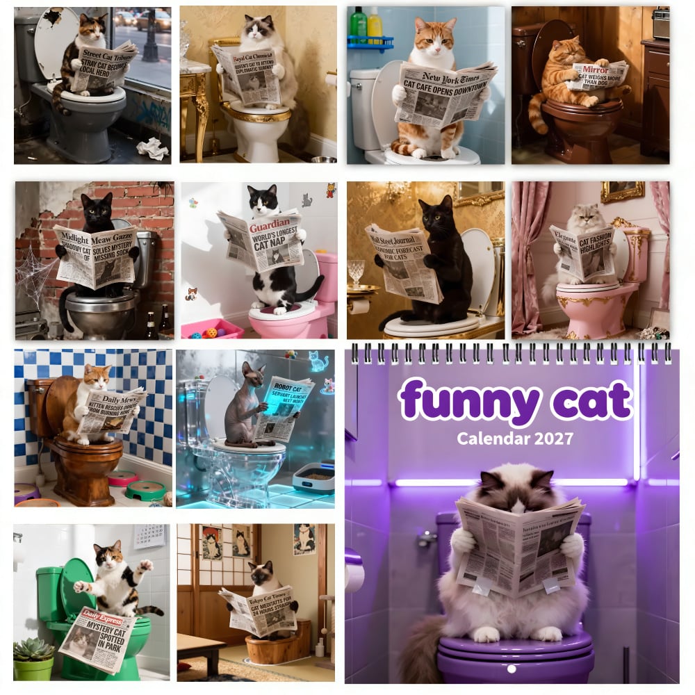 🐱 2027 Funny Cat Wall Calendar