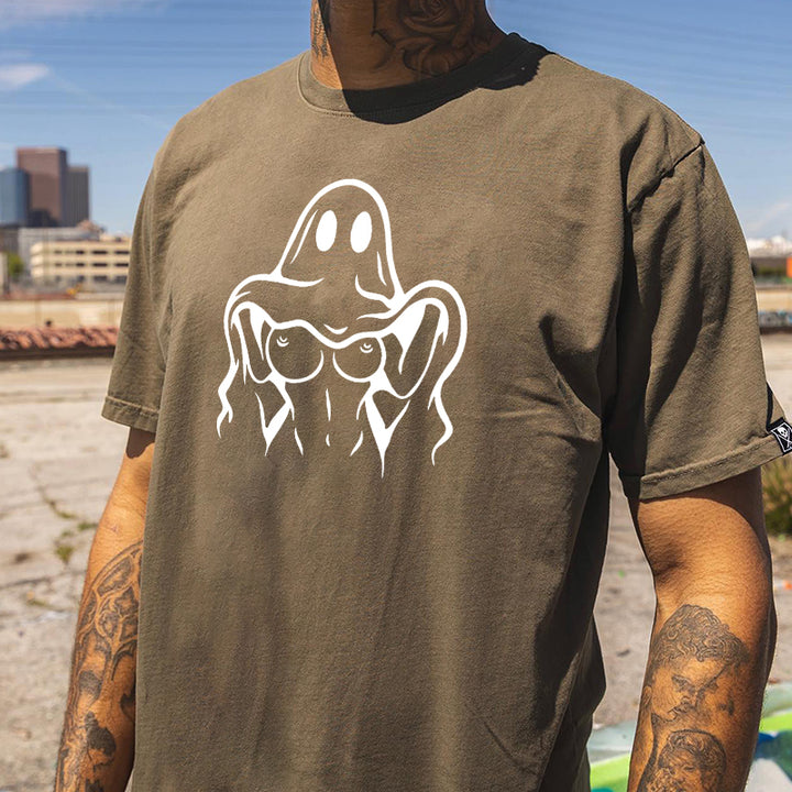 Naughty Ghost Sexy Boobs Graphic Print T-Shirt