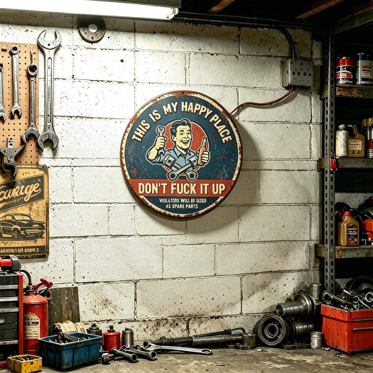 Funny Vintage Metal Sign, This Is My Happy Place Don't F*ck It Up
