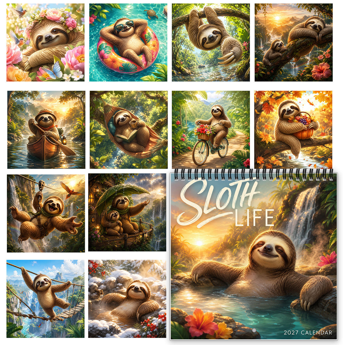 2027 Sloth Life Wall Calendar
