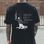 SHOOTING GUNS AND SPREADING BUNS Skull with Sexy Lady Print T-shirt