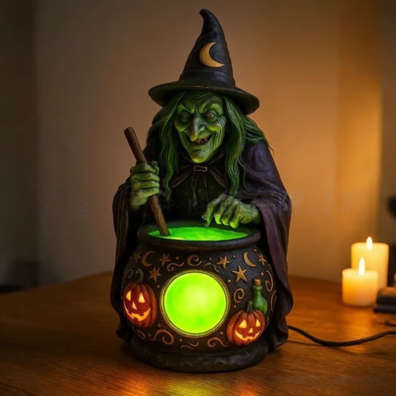 Witch and ghost tabletop lamp
