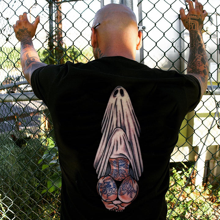 Oral Sex with Tattooed Ghost Dirty Love Black Print T-shirt