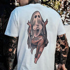 Naughty Sexy Lady Ghost with Tattoo Black Print T-shirt