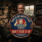 Funny Vintage Metal Sign, This Is My Happy Place Don't F*ck It Up