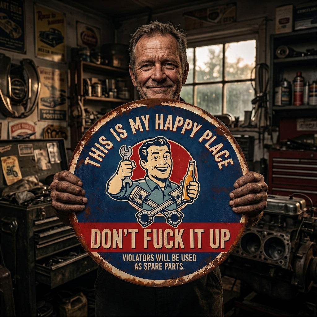 Funny Vintage Metal Sign, This Is My Happy Place Don't F*ck It Up