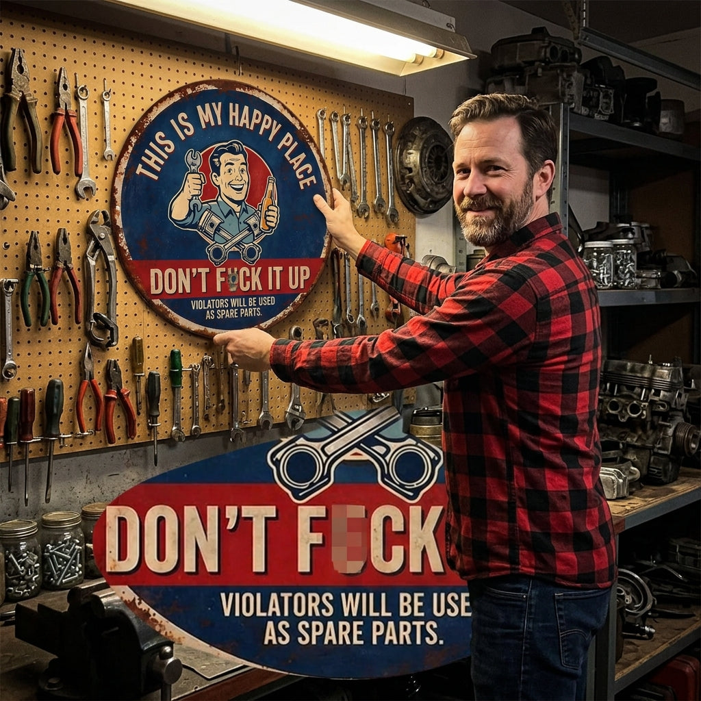 Funny Vintage Metal Sign, This Is My Happy Place Don't F*ck It Up