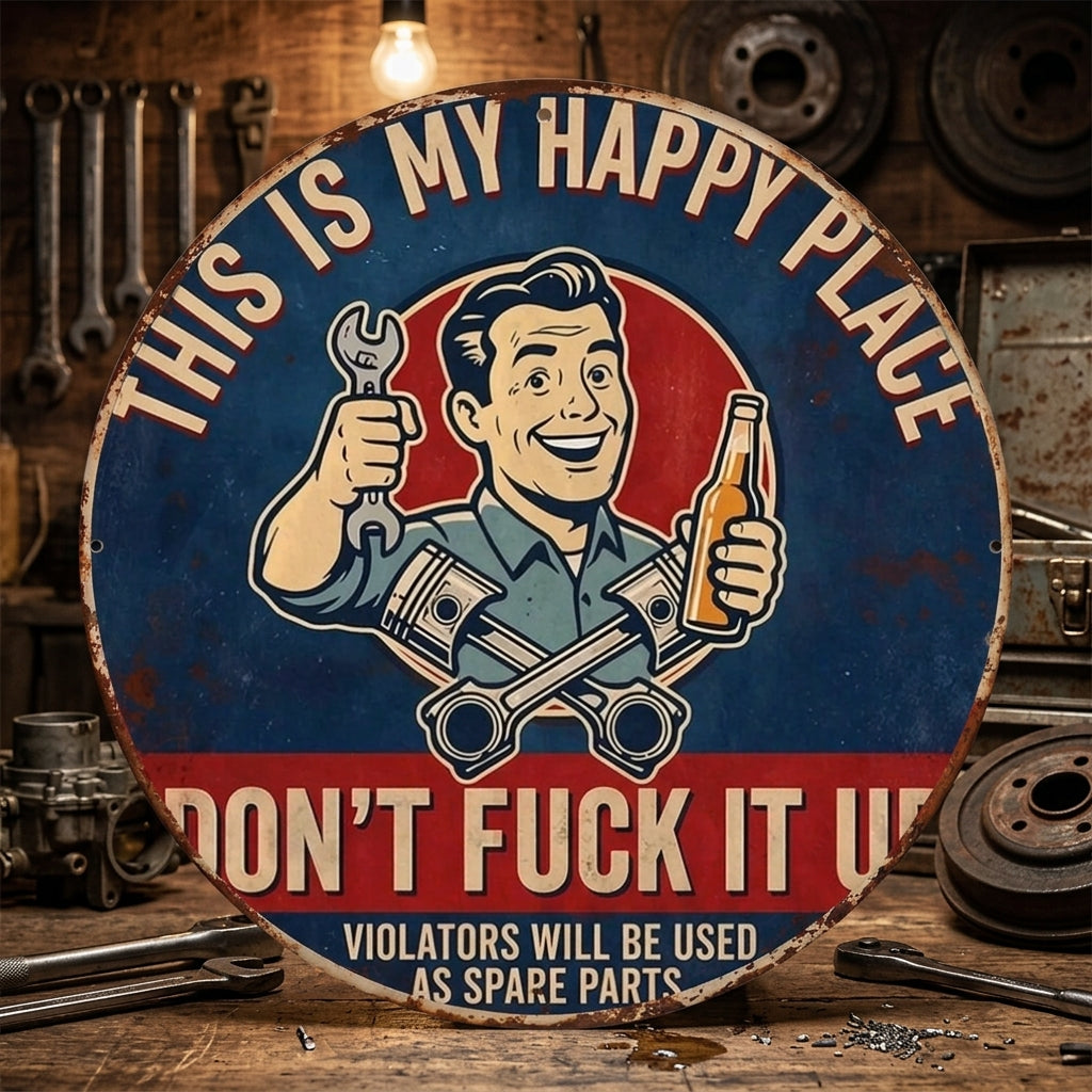 Funny Vintage Metal Sign, This Is My Happy Place Don't F*ck It Up