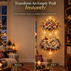 ✨Illuminated Christmas Tree & Village Wall Hanging | 🎄 Cascading Warm Lights for Living Rooms, Entryways & Staircases ✨