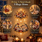 ✨Illuminated Christmas Tree & Village Wall Hanging | 🎄 Cascading Warm Lights for Living Rooms, Entryways & Staircases ✨