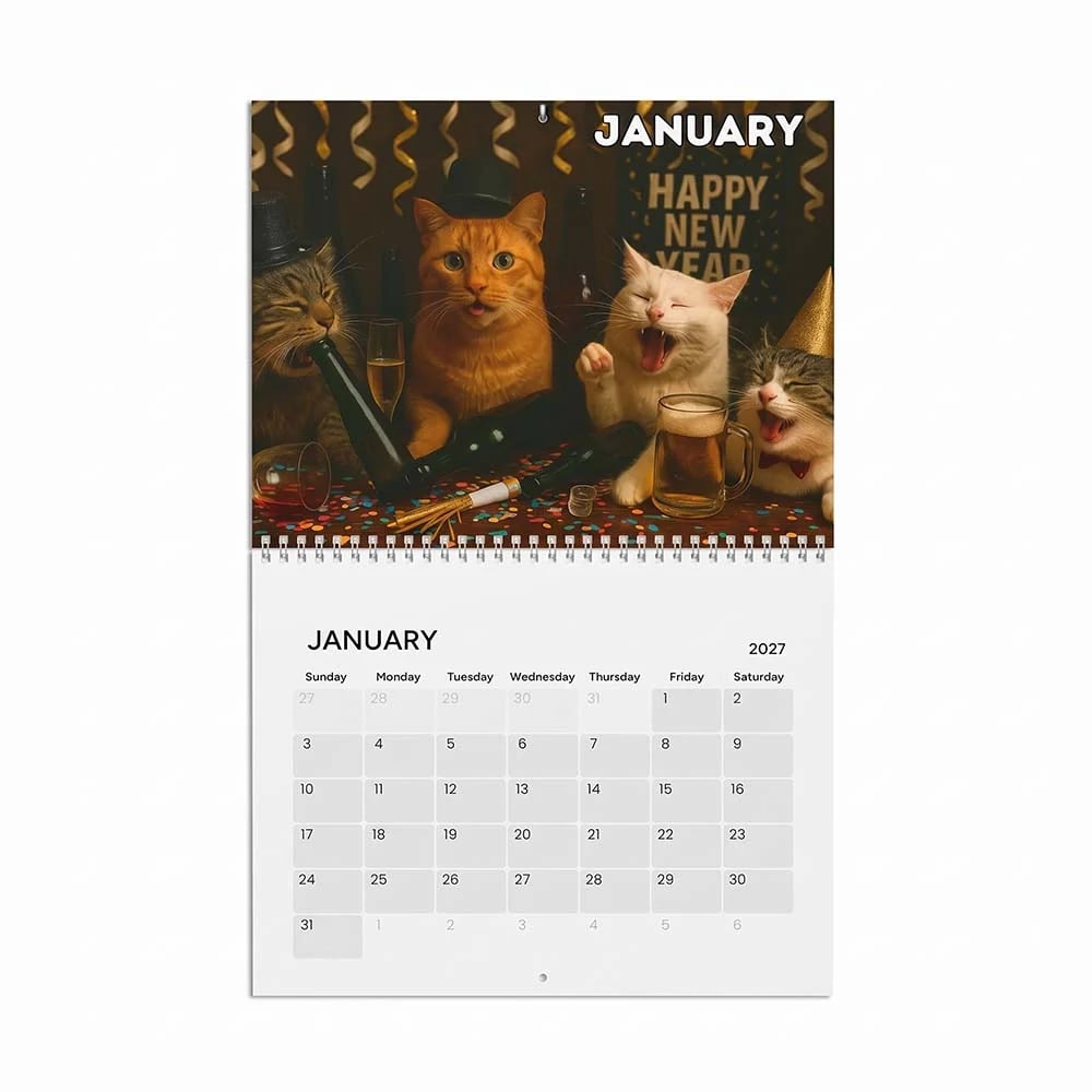 😹🍻 Drunk Cats 2027 Calendar – 12 Months of Feline Chaos & Bad Decisions