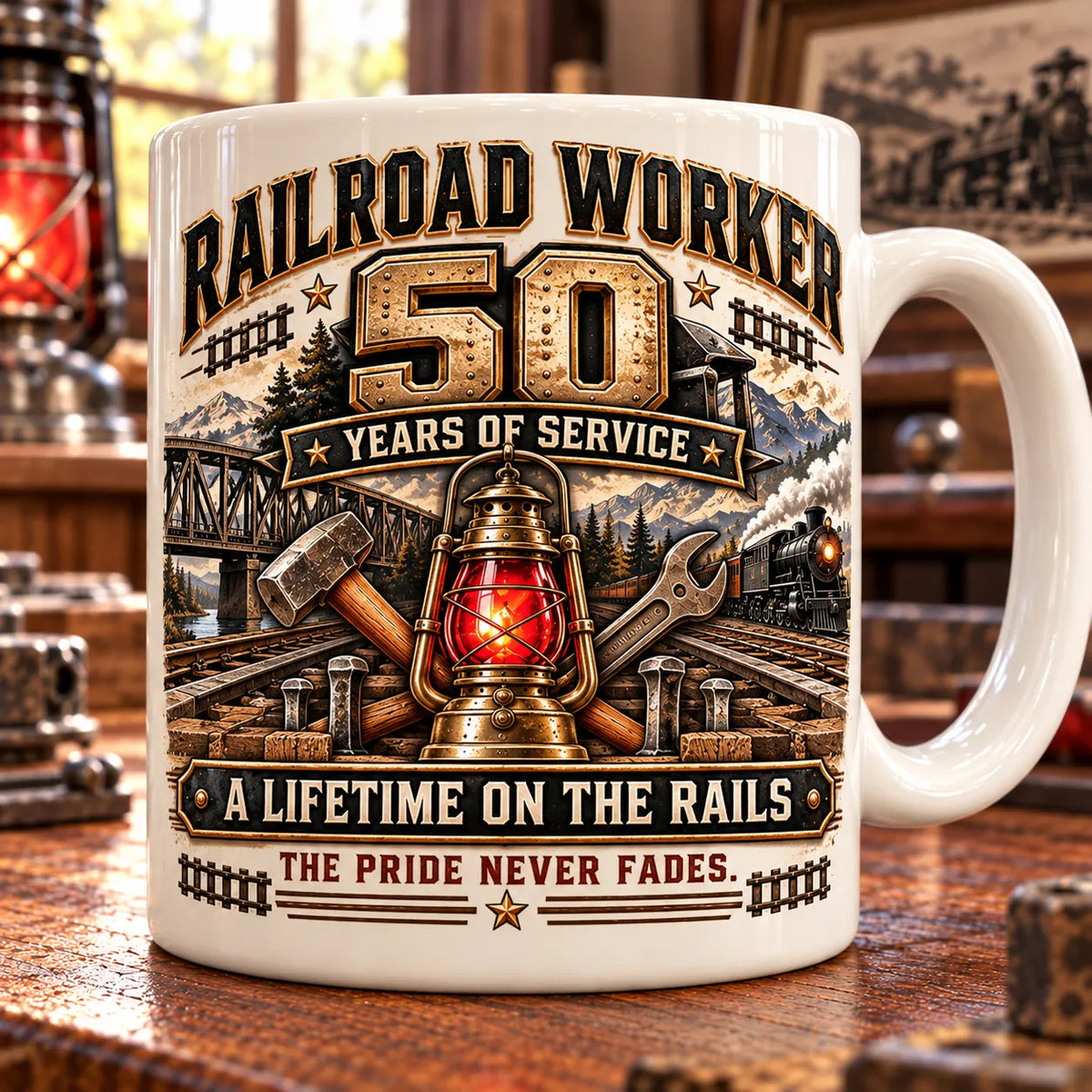 🚂Customized Commemorative Mugs for Railway Workers, Marking Years of Service