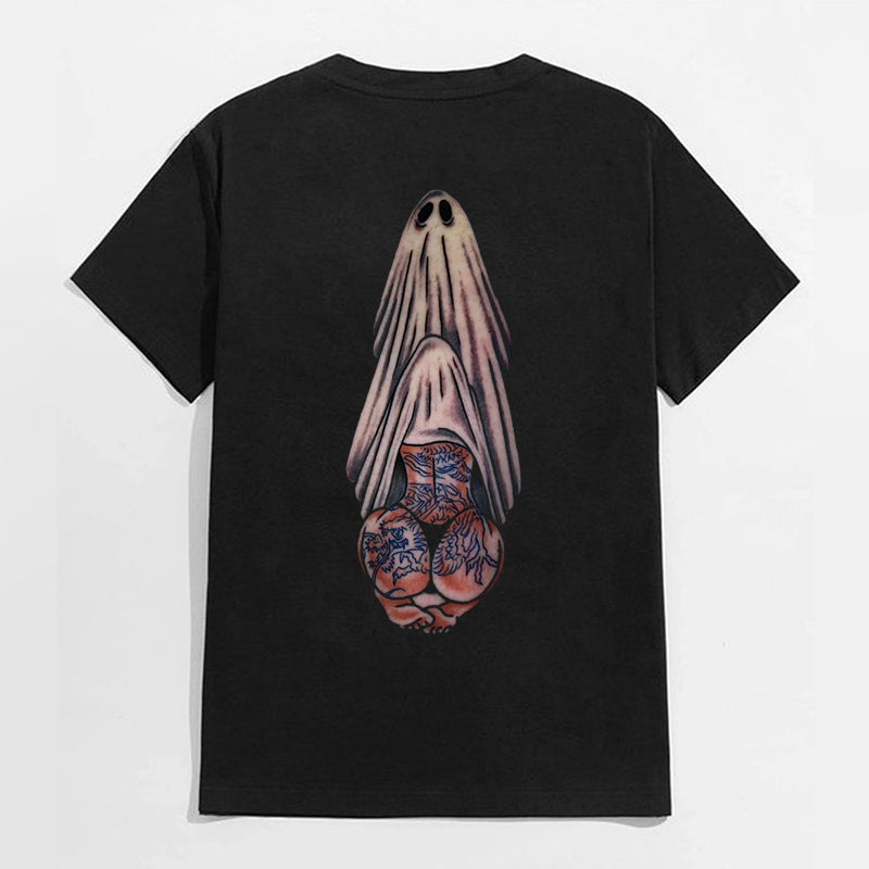 Oral Sex with Tattooed Ghost Dirty Love Black Print T-shirt