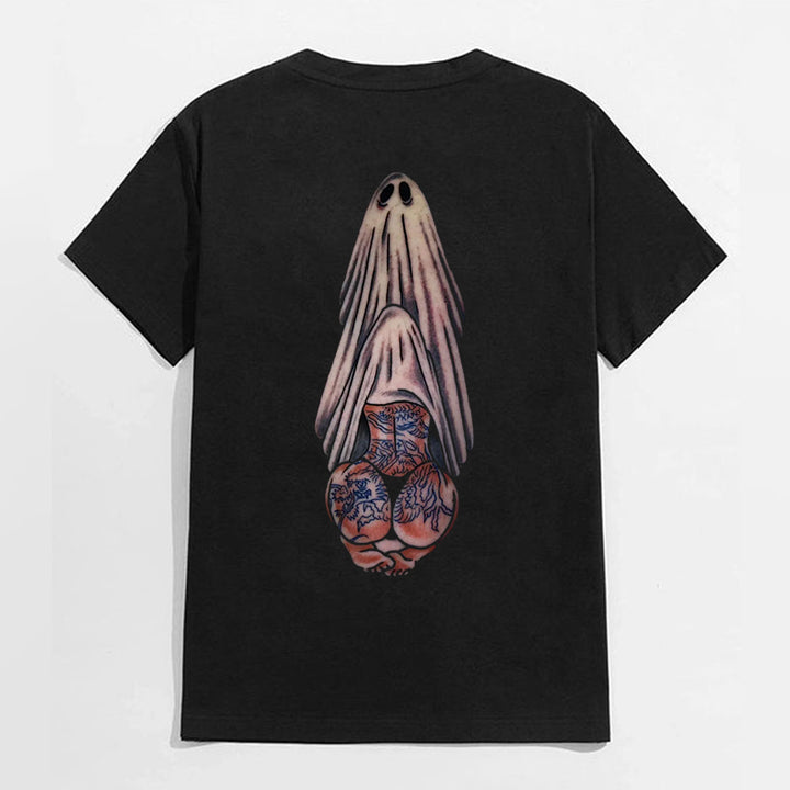Oral Sex with Tattooed Ghost Dirty Love Black Print T-shirt