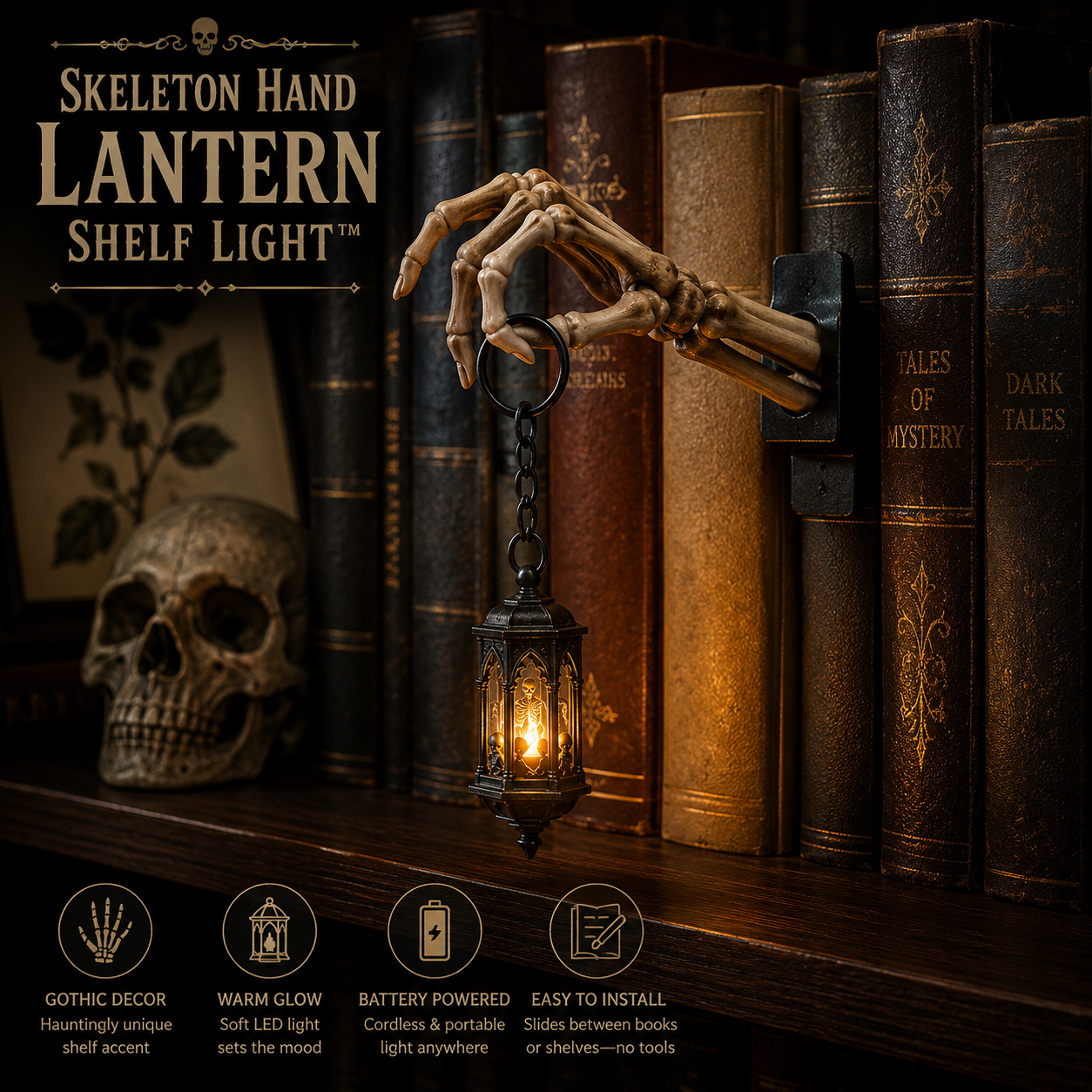 💀Skeleton Hand Lantern Shelf Light