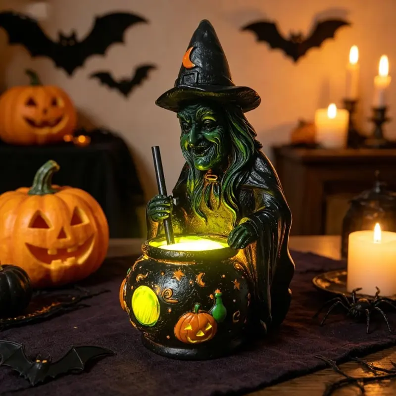 Witch and ghost tabletop lamp