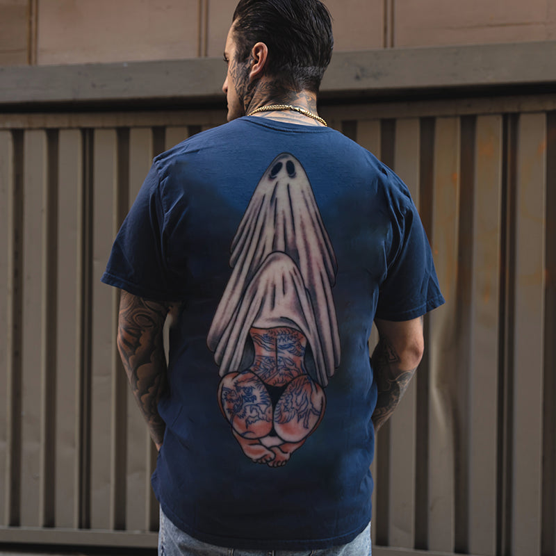 Oral Sex with Tattooed Ghost Dirty Love Black Print T-shirt