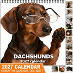 🐶 Dachshunds With Glasses 2027 Wall Calendar – 12 Months of Adorable Dachshunds & Playful Stylish Moments