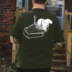 Skull Eat the Naked Ass in the Coffin Graphic Black Print T-shirt