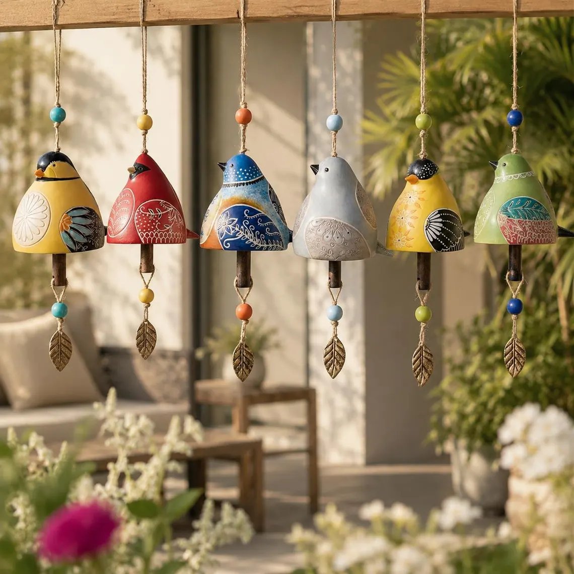 🐦Hand-Painted Ceramic Bird wind Chimes