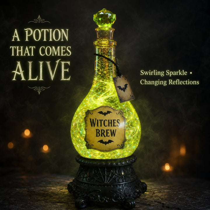 Lighted Witches' Brew Poison Bottle Glitter Globe