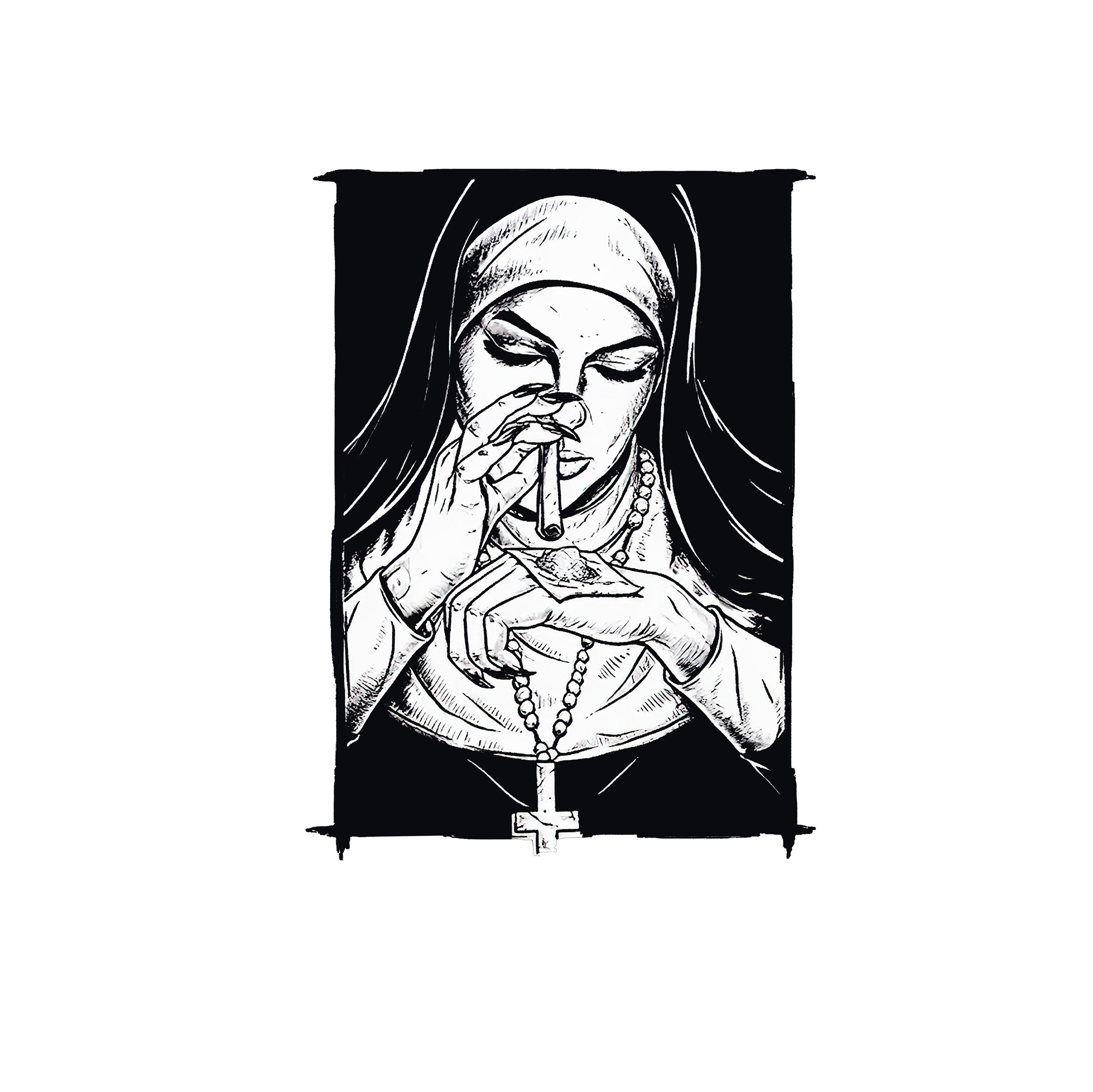 Bad Religious Nun Graphic Casual Black Print T-shirt
