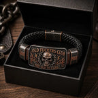 💀Old Fuckers Club Vintage Skull Flame Biker Braided Bracelet