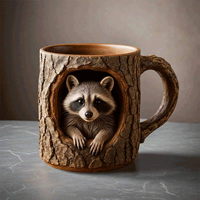 Handmade Tree Hollow Mug – Unique Woodland-Inspired 3D Coffee Cup
