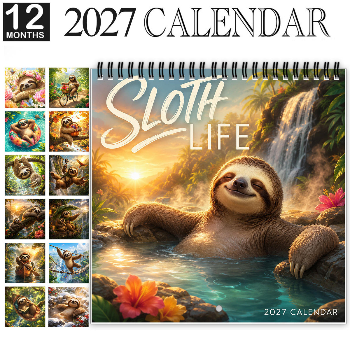 2027 Sloth Life Wall Calendar