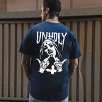 UNHOLY Nun with Crucifix on Forehead Graphic Casual Black Print T-shirt
