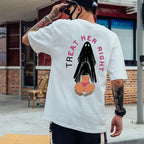 TREAT HER RIGHT Sexy Lady Ghost Graphic Casual Black Print T-shirt