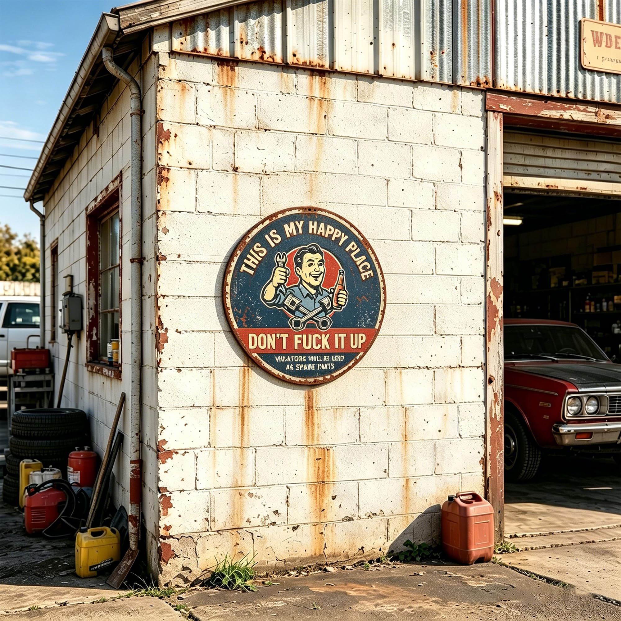 Funny Vintage Metal Sign, This Is My Happy Place Don't F*ck It Up