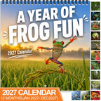 🐸 2027 Funny Frog Wall Calendar, 12-Month Spiral Planner With Notes
