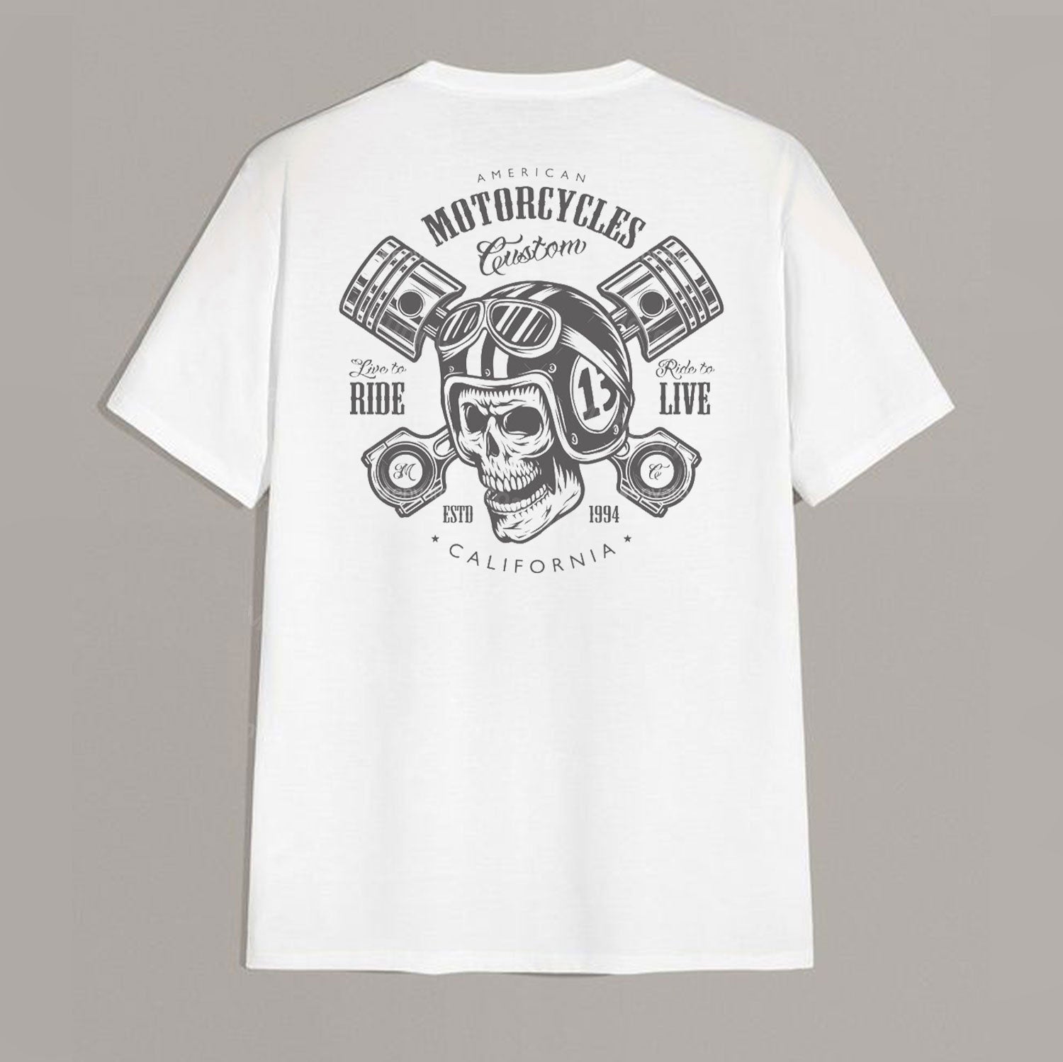Modern Motorcycles Ride to Live White Print T-shirt