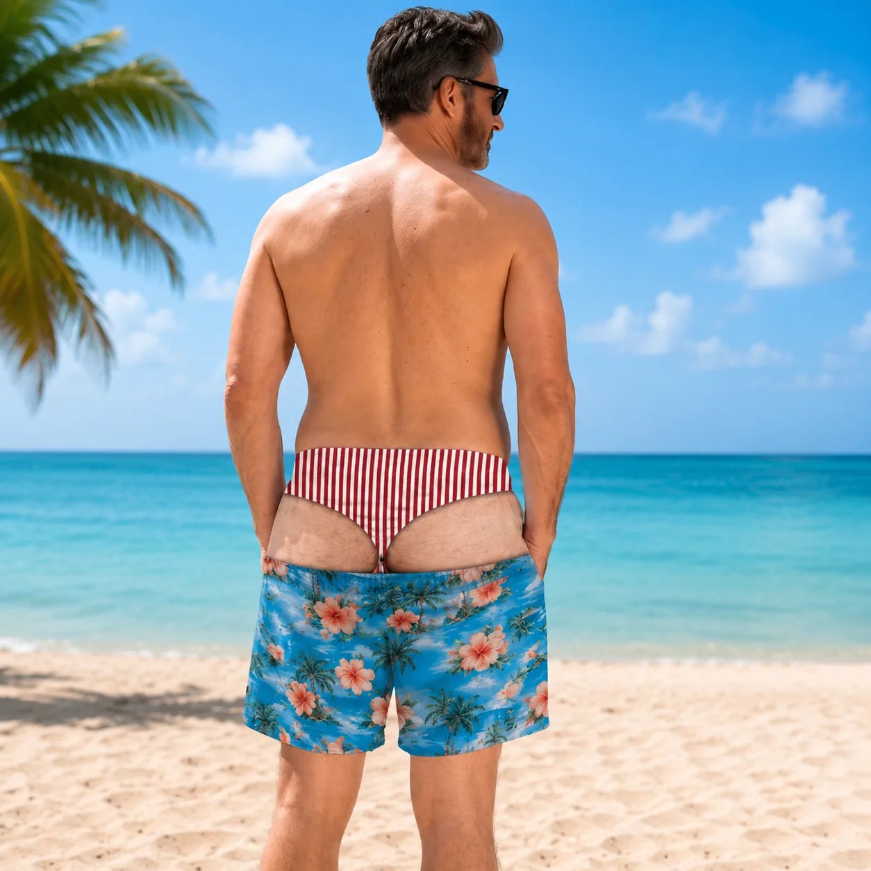 Men's Novelty Prank Swim Trunks – Funny Beach Shorts for Summer & Parties