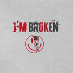 I'M BROKEN and Smiling Face Skull Graphic Casual Black and White Print T-shirt