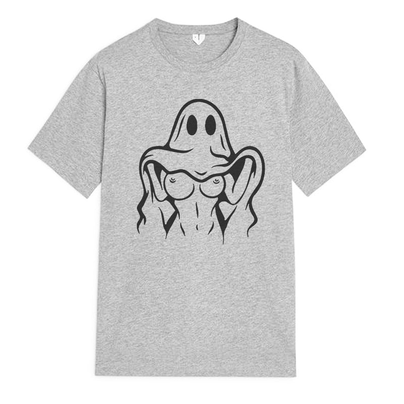 Naughty Ghost Sexy Boobs Graphic Print T-Shirt