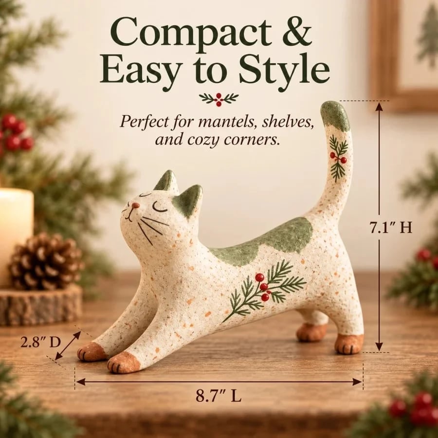 🔥Last Day 49% OFF  😽🐈 Woodland Christmas Cat Figurine🔥