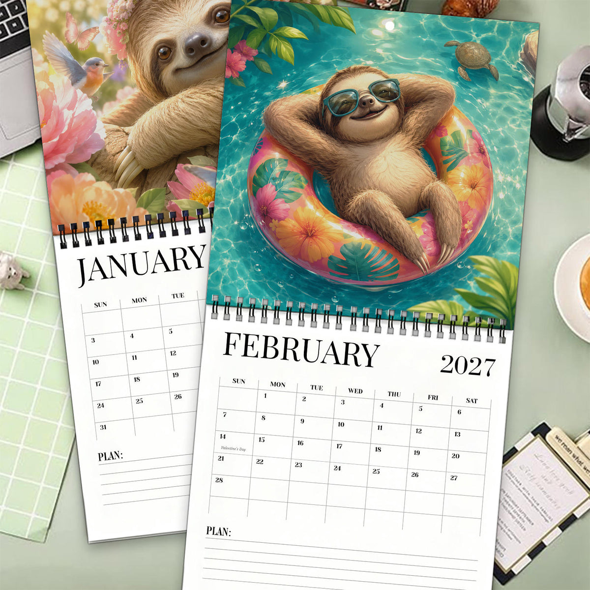 2027 Sloth Life Wall Calendar